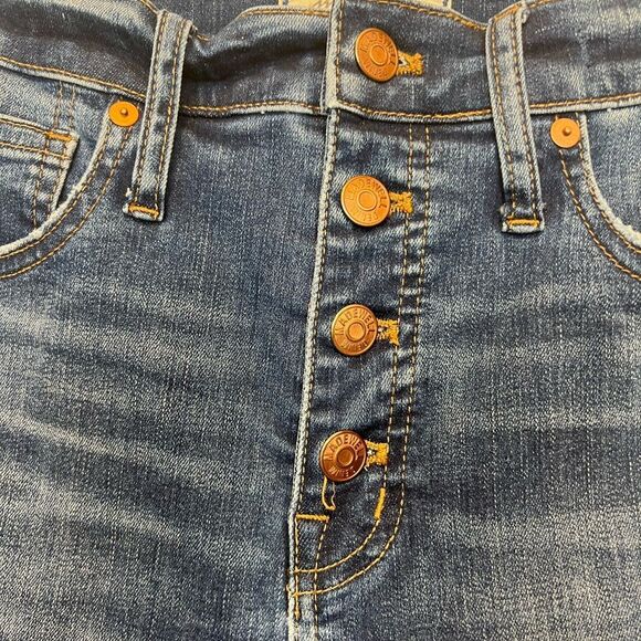 Madewell "10” High Rise Skinny" Womens Jeans Exposed Button Fly Raw Hem Size 28 - Picture 4 of 13